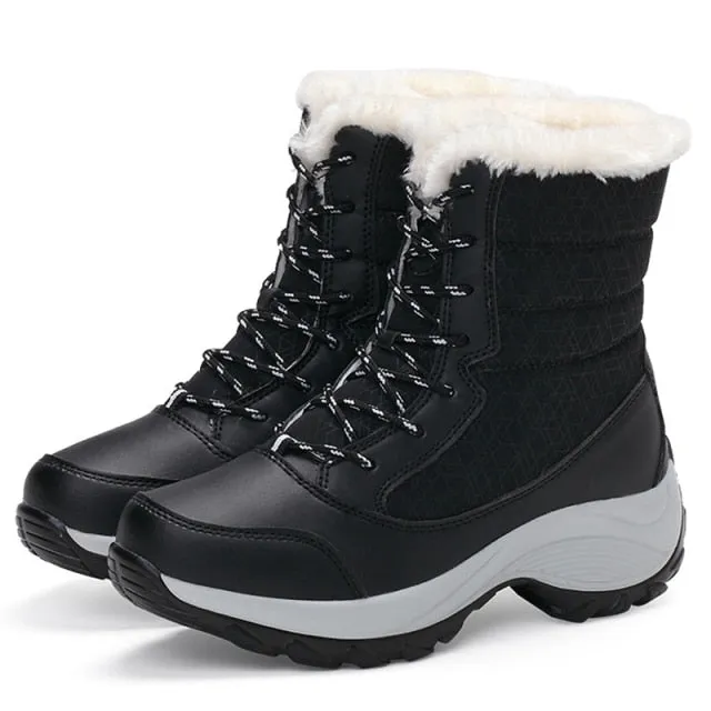 Women's Lace Up Snow Boots with Fur