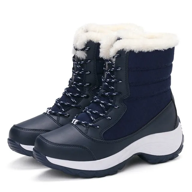 Women's Lace Up Snow Boots with Fur